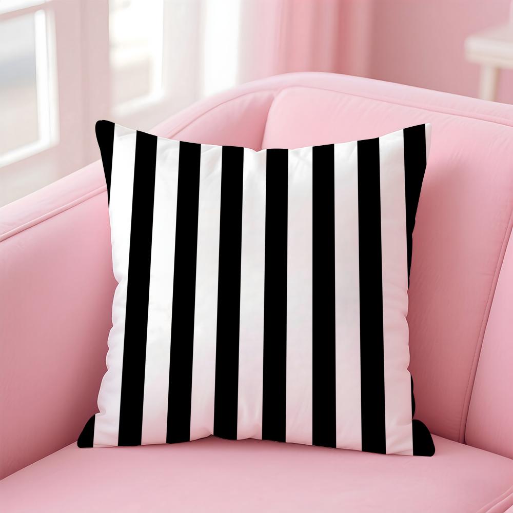 Black and White Striped Geometric Rectangle Cushion Cover Pillow Case Soft Skin Friendly Fabric Concealed Zipper