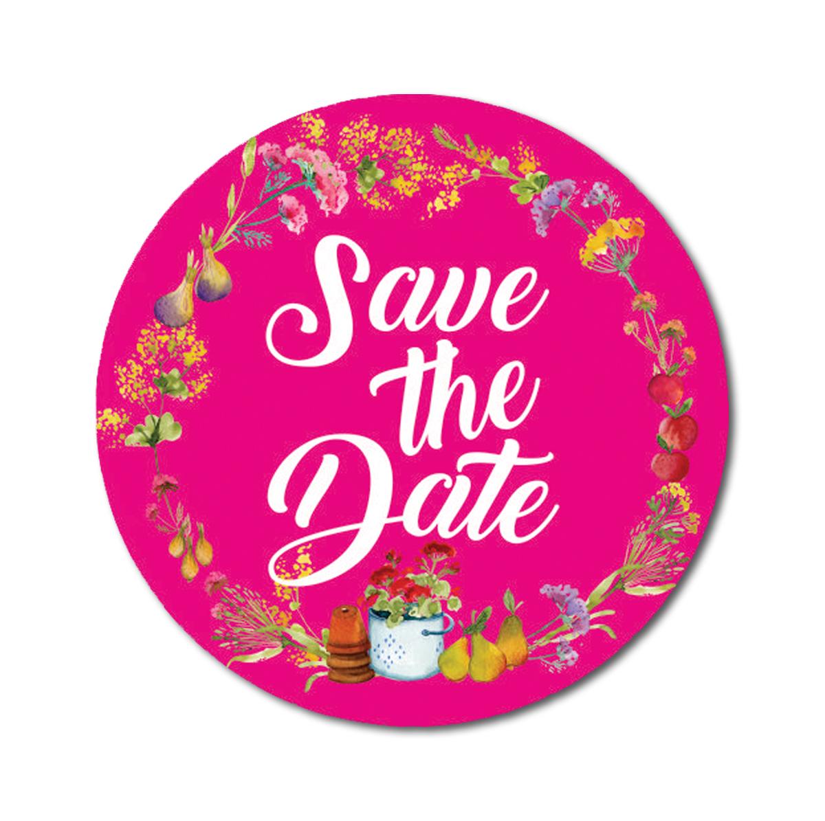 

Darling Souvenir 1.6 Inches Round Red Floral & Fruit Wreath Save The Date Label Stickers-45 Pcs 1.6 Inches Diameter рожевий