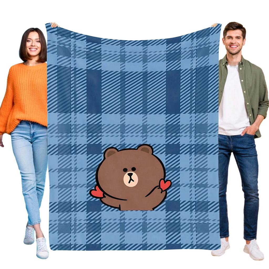 Brown Bear Throw Blanket for Bed Decor Home Textiles Comforter Cooling Sofa Blanket Halloween Summer