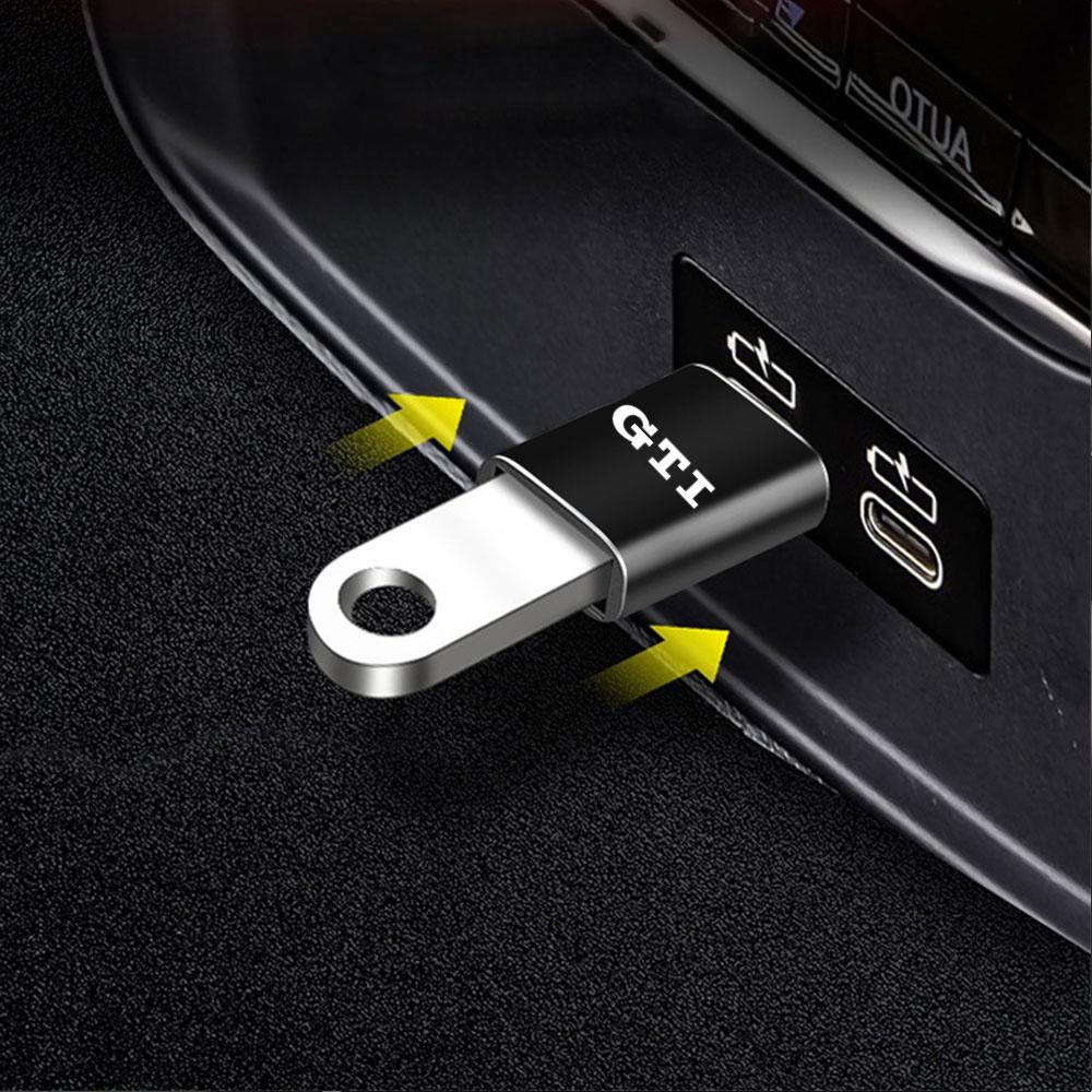 For Volkswagen VW 1Pcs USB To Type-C OTG Adapter USB Female Converter Phone Charger For VW Golf 7 MK7 Golf 6 MK6 Golf 5 Jetta Tiguan Polo CC