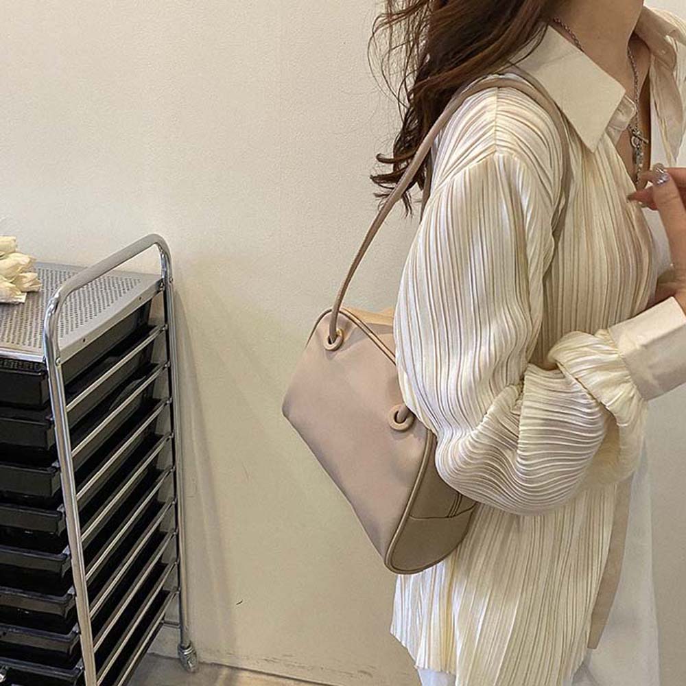 Large Capacity Soft PU Tote Bag Elegant Solid Color Shoulder Bag Square Underarm Bag Travel