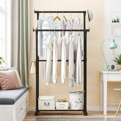 Modern Modular Storage Rack Coat Hanger Strong Load-bearing Easy Assembly Double Rod Coat Clothes Hanger Rack