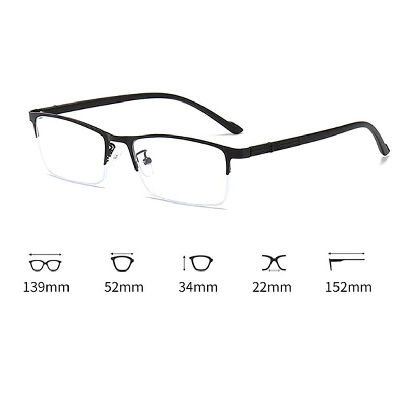 New Metal Half-frame Anti-blue Light Reading Glasses For Business Men Lightweight Reading Glasses