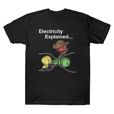 Ohm Volt Amp Electricity Explained Funny Electrician Nerd Men'S Cotton T Shirt