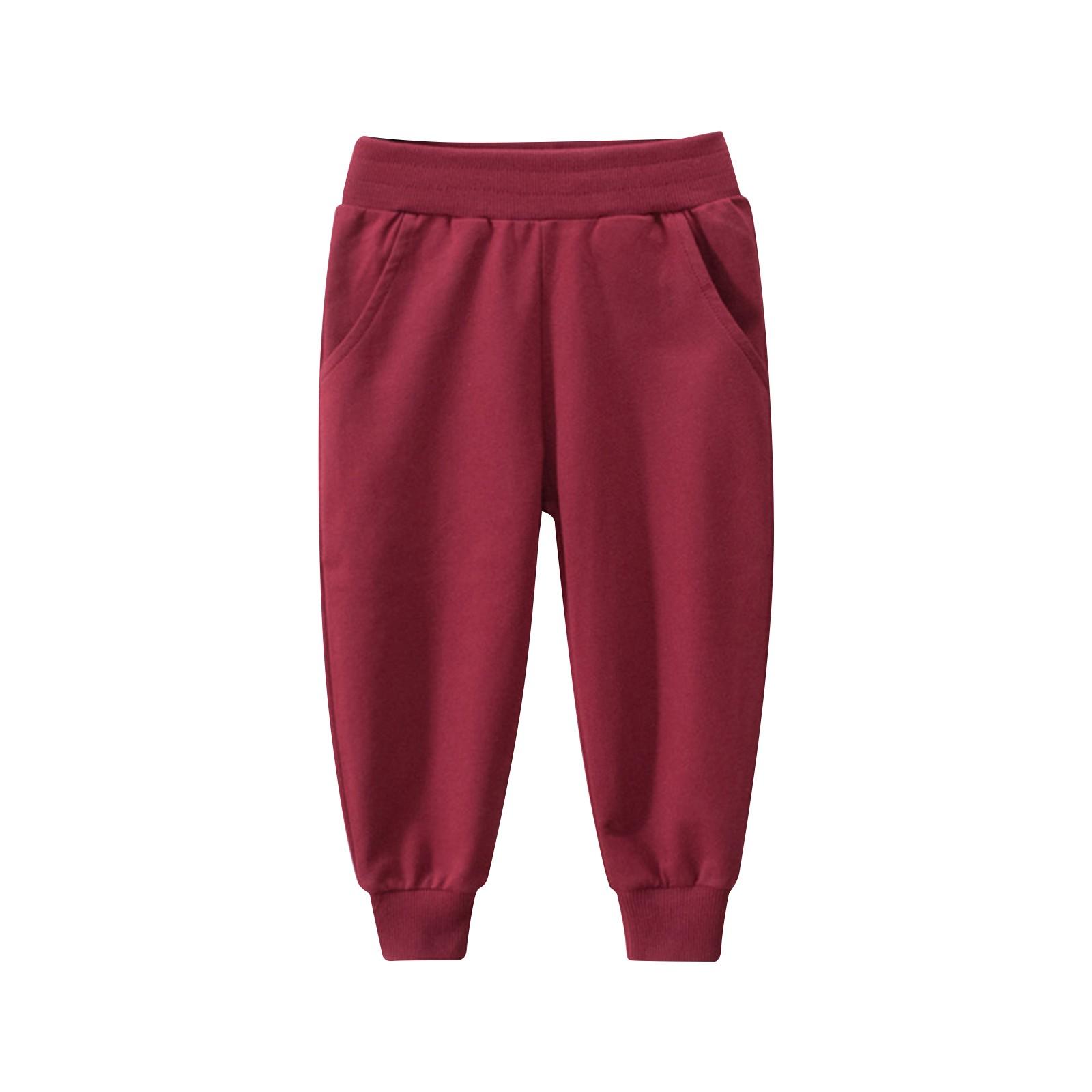 

Зимние однотонные спортивные брюки для мальчиков и девочек, длинные брюки 130 красный