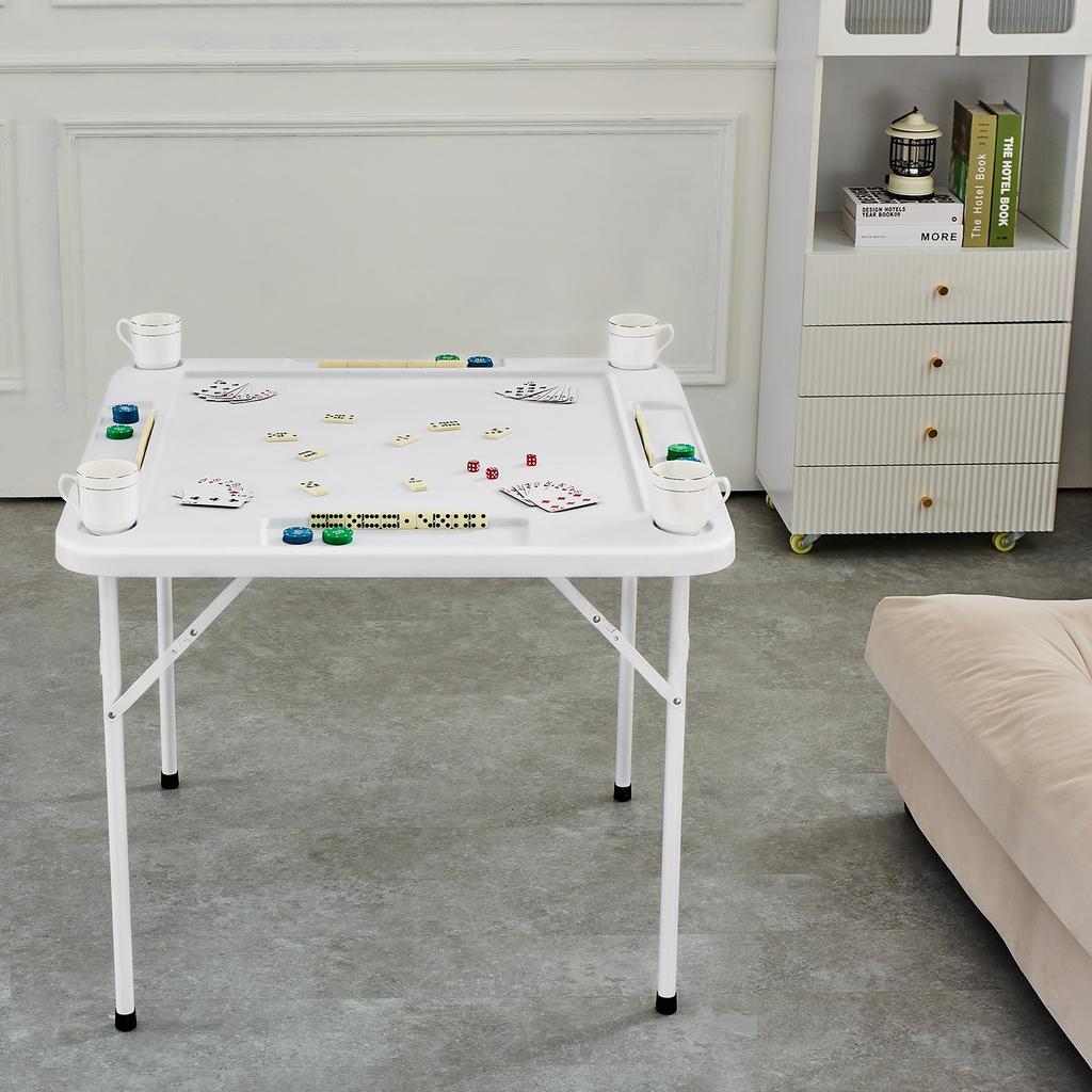 VEVOR Mahjong Table, 4 Player Folding Domino Table with Wear-Resistant Green Tabletop