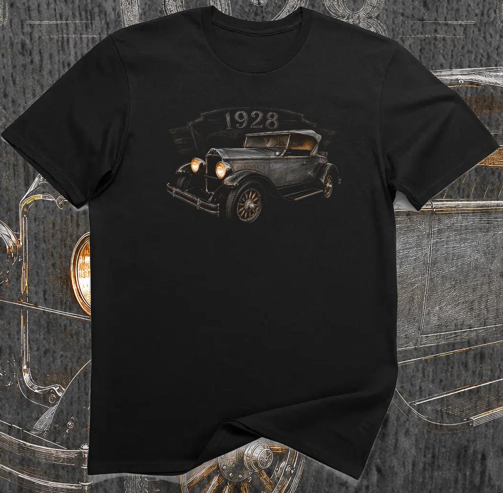 1928 Straight-Eight Roadster Convertible T-Shirt Vintage 1920s Gangster Car Retro Sketch Art Tee