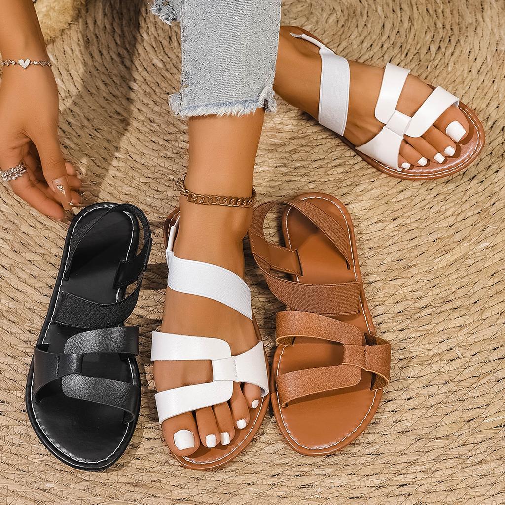 Fashion Shoes for Women 2025 Summer New Women Beach Flat Sandals Bottom Roman Strap Sandals with Non Slip Rubber Soles Sandals Women
