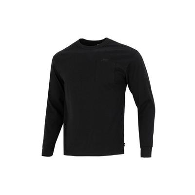 Solid Color Sport Casual Crew Neck Long Sleeve T-Shirt Men Tops Black DR7930-010