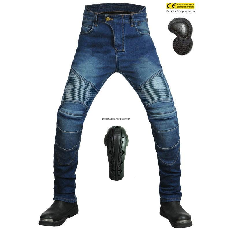 Mens Winter Motorcycle Riding Jeans With Thermal Lining Windproof Protective Pants Biker Gear