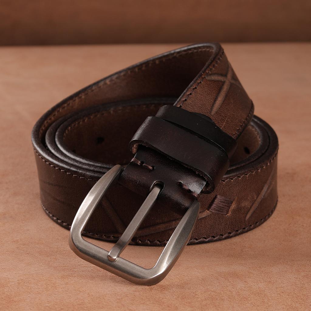 Retro Belt Men'S First Layer Cowhide Whole Leather Versatile Tree Paste Leather Pin Buckle Belt Middle-Aged And Young People Belt