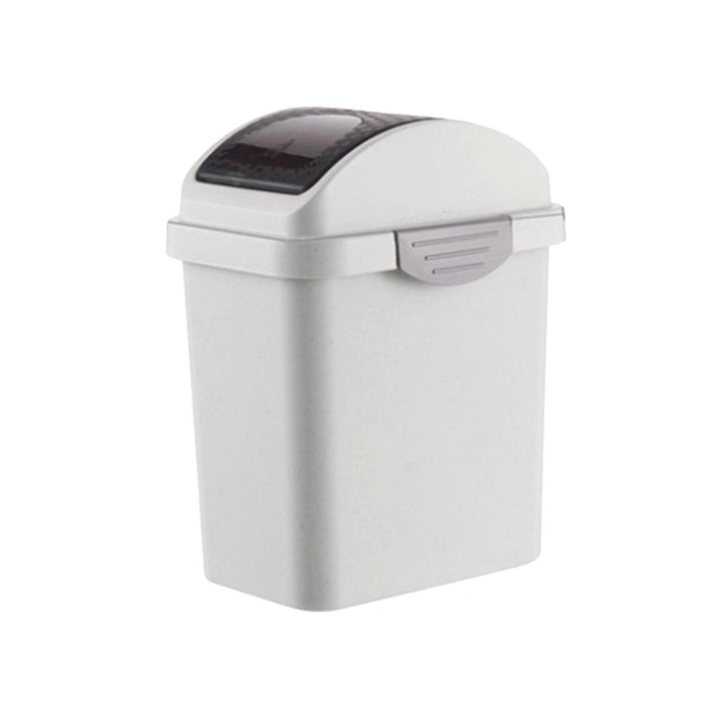 Creative Garbage Can with Shaker Cover Simple Storage Bucket Rubbish Bin Rectangle Wastebasket