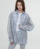 CHICKS Oversized Striped See-Through Shirt Blue