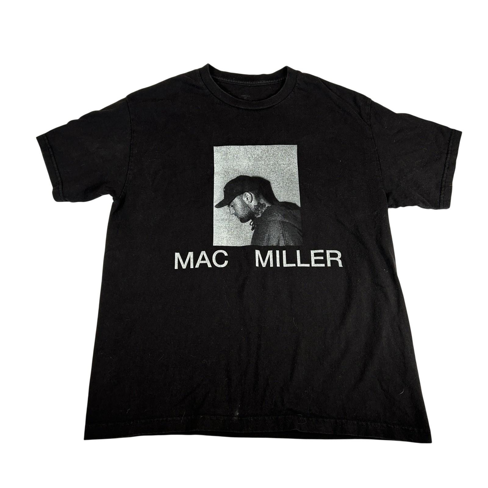 Mac Miller Mens Black Graphic Portrait Size Medium Cotton Short Sleeve Unisex T-Shirt L