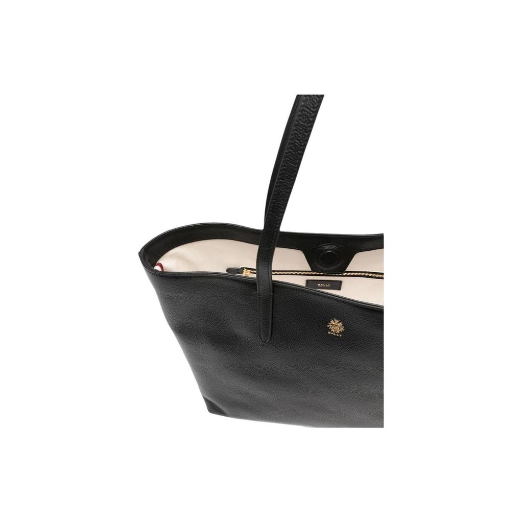 Bally Logo Gold Hardware Calfskin Tote Shopping Bag Shoulder Bag Women Tote Black 6311737
