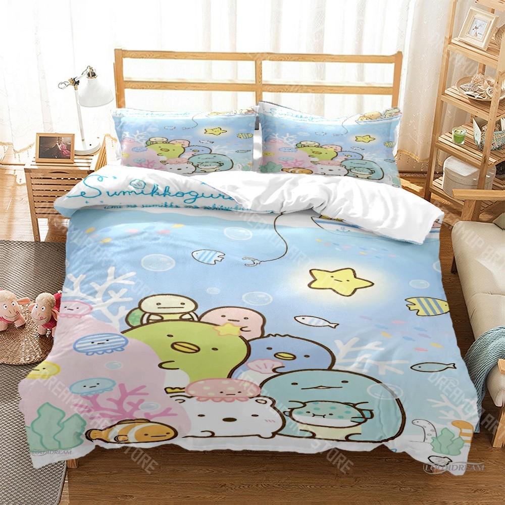 3D Print Sumikko Gurashi Cute Cartoon Bedding Set for Boys Girls Duvet Cover Pillowcase Twin Queen King Full Single Double Sizes