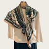 Temperament navy blue beige twill smooth silk scarf square scarf 91cm versatile square scarf shawl spring and autumn new scarf