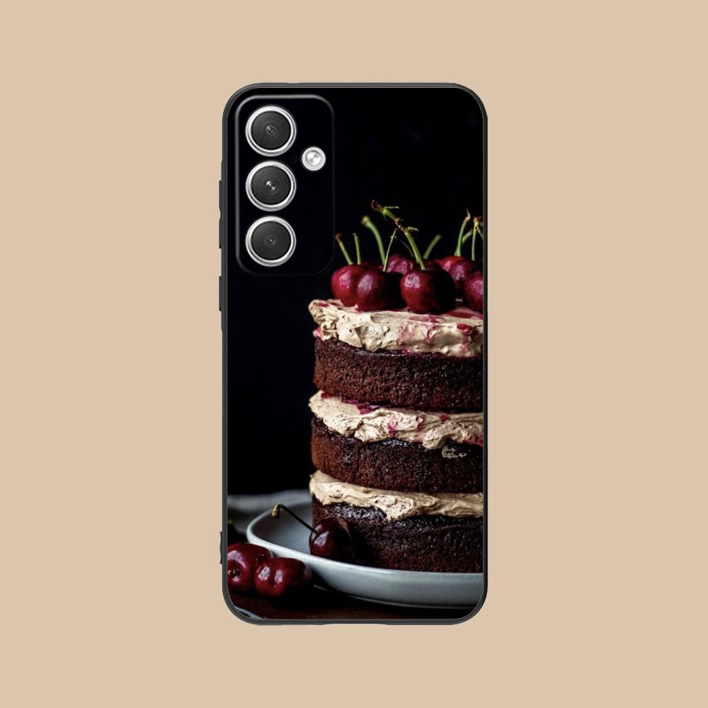 Black Forest Cake Mobile Phone Case for Samsung Galaxy S26 S25 S24 S23 S22 S21 S20 Note20 Plus FE Ultra Colorful Cover Pretty