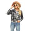 Lady Bomber Gradient Color Sequins Baseball Coat Ong Sleeve Short Coats Elegant Solid Female Tops Female Ladies Office Wear