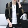 New in autumn and winter, cardigan sweater men's knitted sweater versatile casual and comfortable fashion striped young men's top