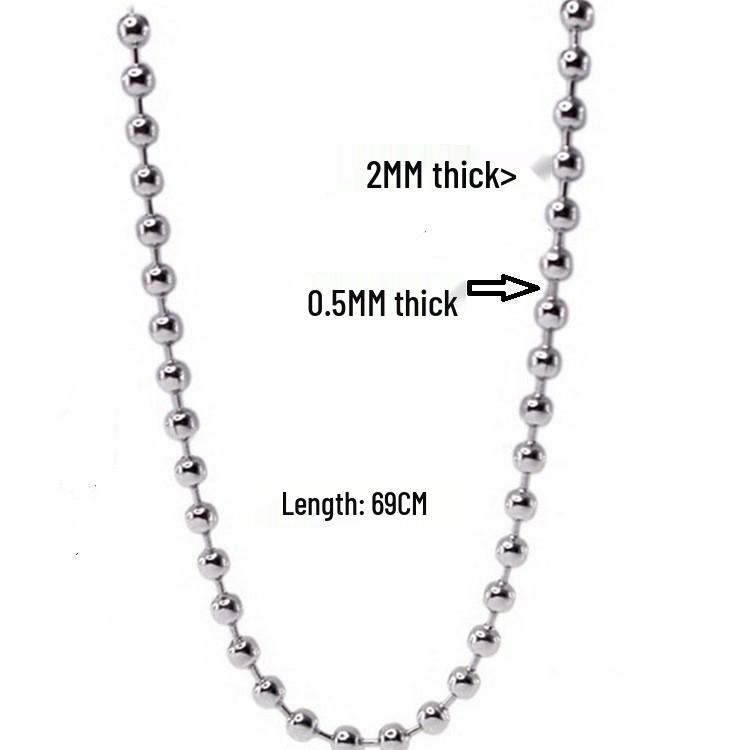 Korean Style Titanium Steel Pendant Necklace with Round Bead Chain 