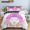 Buddha Bedding Set Indian Religion Buddhism Meditation Mandala Duvet Cover Smile Buddha Floral Soft Quilt Cover Queen King Size