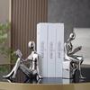 Modern Abstract Reading Bookends: Luxury Gold/Silver Human Statue. Nordic Resin Art for Home & Office Decor/Gift