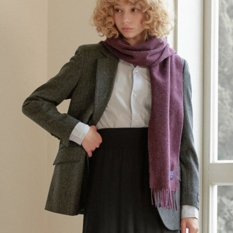 ABRAHAM MOON Merino Wool Muffler 25cm - Burgundy