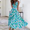 Women's Summer Fashion Retro Print V-Neck Sleeveless Long Dress