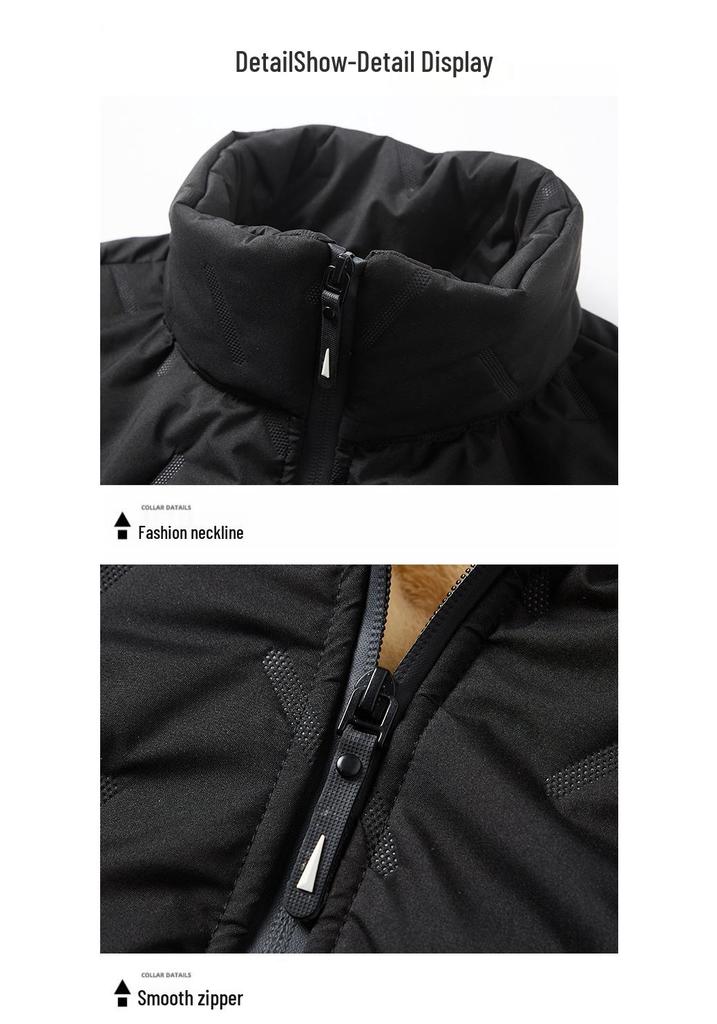 Men's Casual Business Warm Cotton Coat with Velvet Lamb Wool - Autumn/Winter Style for Middle-Aged and Elderly