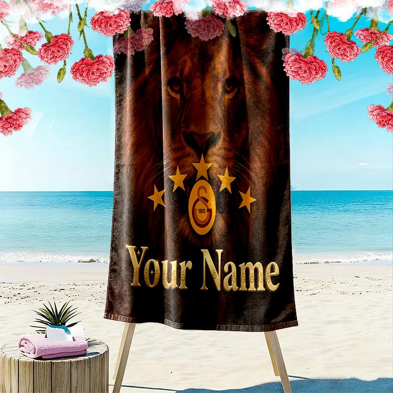 Custom Name Galatasaray S.K Print Beach Towel, Large Soft Quick Dry Towel for Beach Camping Swimming -HE58