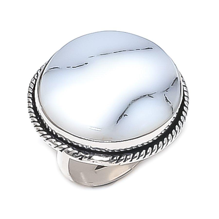 Dendrite Opal Gemstone 925 Sterling Silver Jewelry Ring Size 9