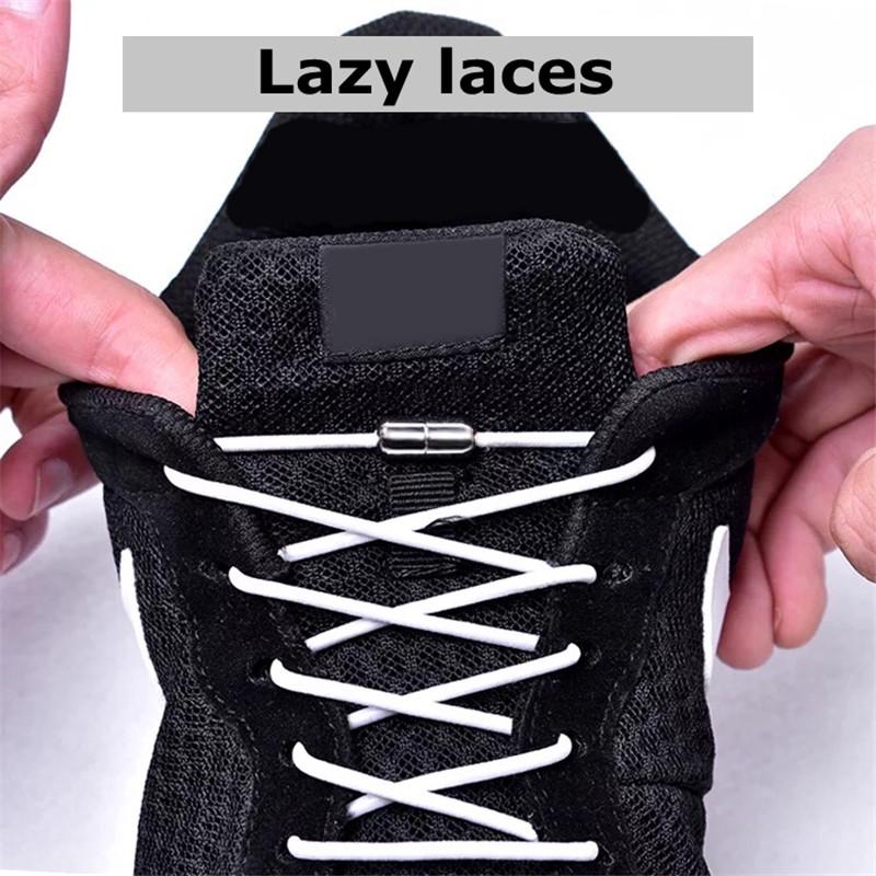 1Pair No Tie Shoelaces Round Elastic Quick Lazy Shoe Laces Kids Adult Fashion Color Sneakers Lace