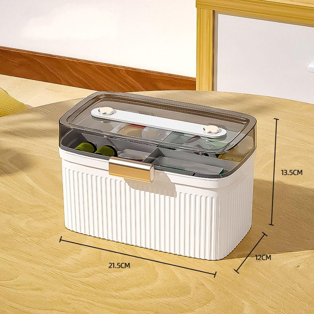 Emergency Preparedness PP Medicine Box Big Capacity White Color First Aid Case Durable 2 Tiers Portable Storage Box Household