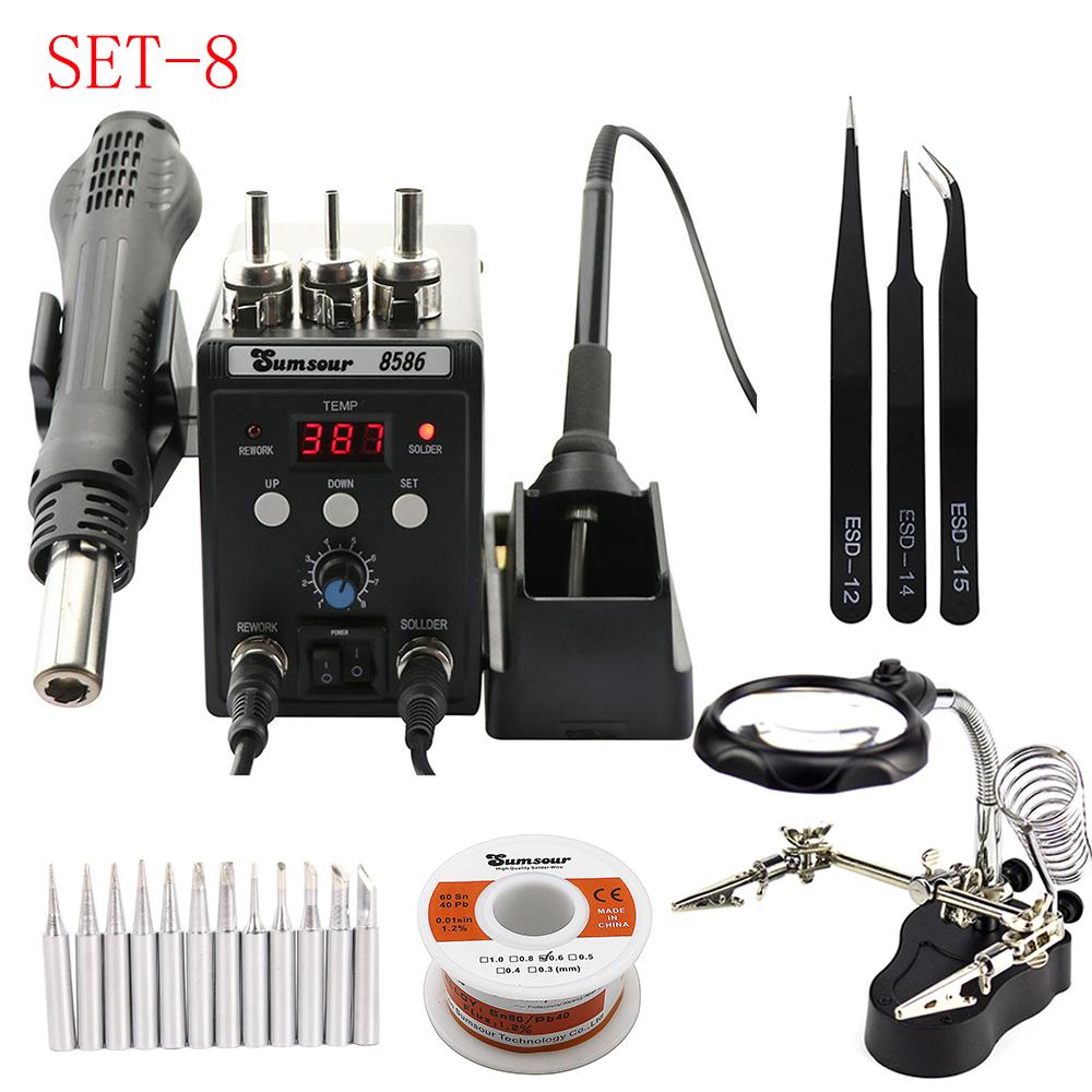 Sumsour 8586 Soldering Iron Hot Air Heat Gun SMD BGA Rework Desoldering Solder Station For Welding Repair Tools