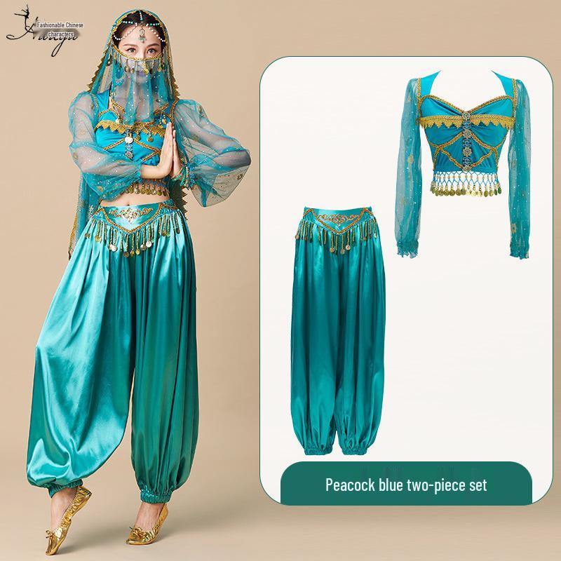 2025 Exotic Indian Dance Costume: Western Dunhuang Princess Jasmine Belly Dance Set for Adults