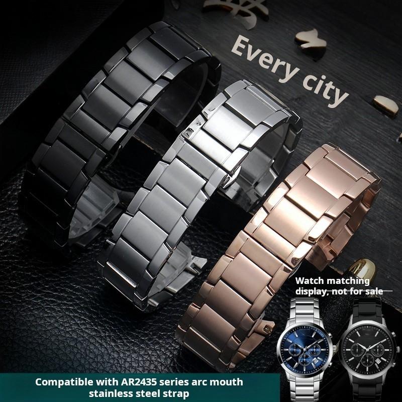 22mm men bracelet For Armani AR2447 AR2448 AR2434 AR2432 2433 2435 Curved end Solid stainless steel watchband Metal watch strap