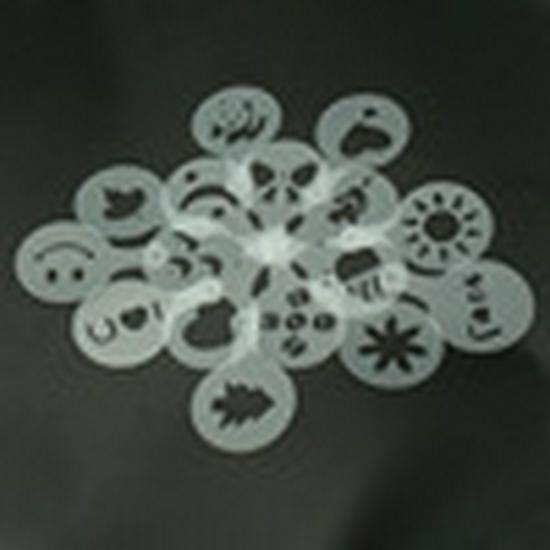

Plastic Fancy Coffee Stencil Set, 16-Piece: Thickened Foam Spray Templates for Coffee & Milk Art.