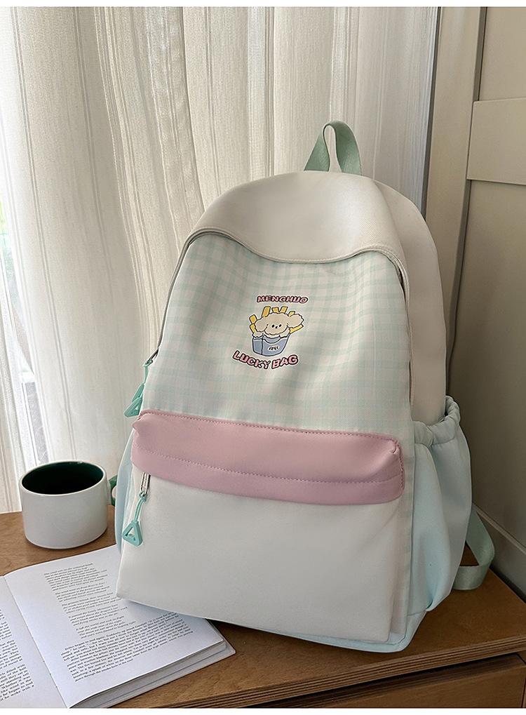 Schoolbag Foreign Soft Girl Girl Backpack Ins Japanese Cute Primary School Schoolbag Travel Plaid Cartoon Backpack