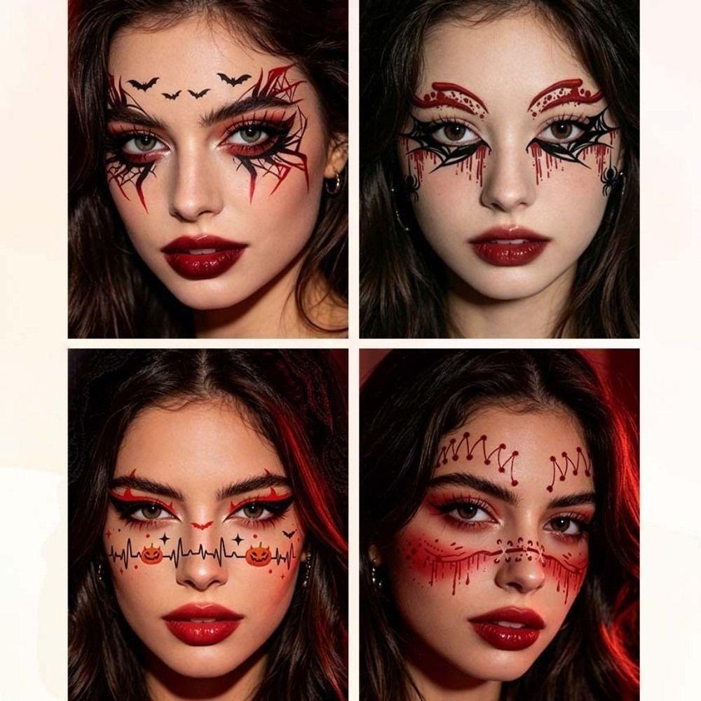 Pumpkin Halloween Face Temporary Tattoo Waterproof Body Art Scar Stickers Kids Adult Make Up