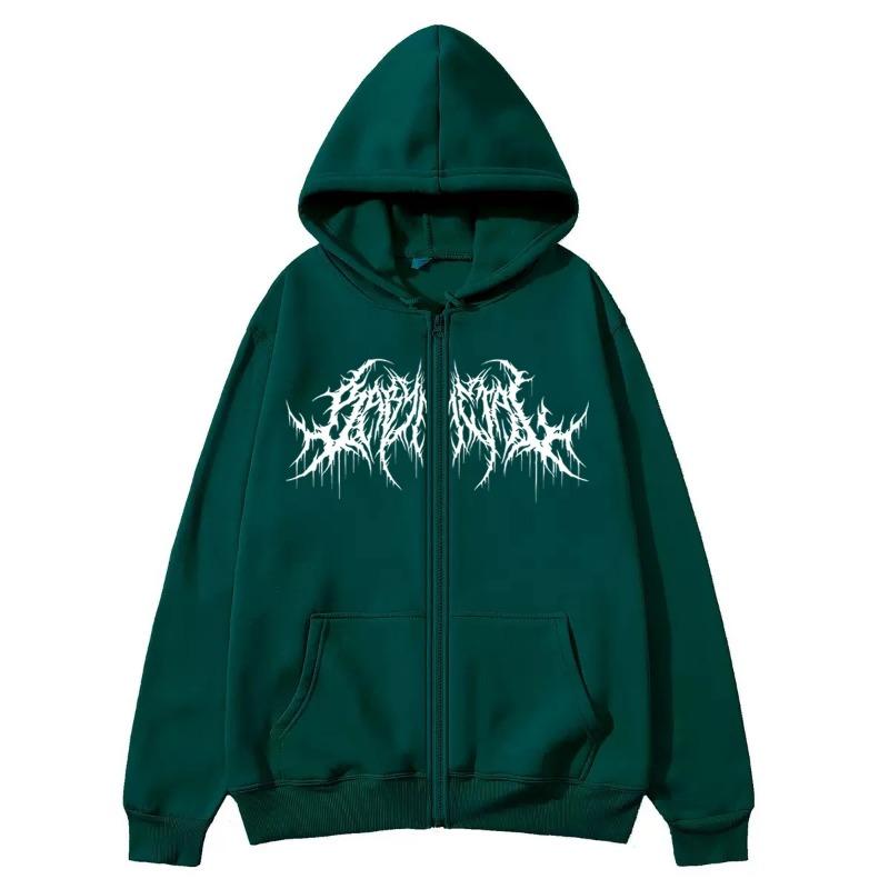 Y2K Zip-Up Hoodie, Men, Clothes with Graphic , Hip Hop Style, Gothic Autumn Winter Keep Warm Long Sleeves Sweatshirt