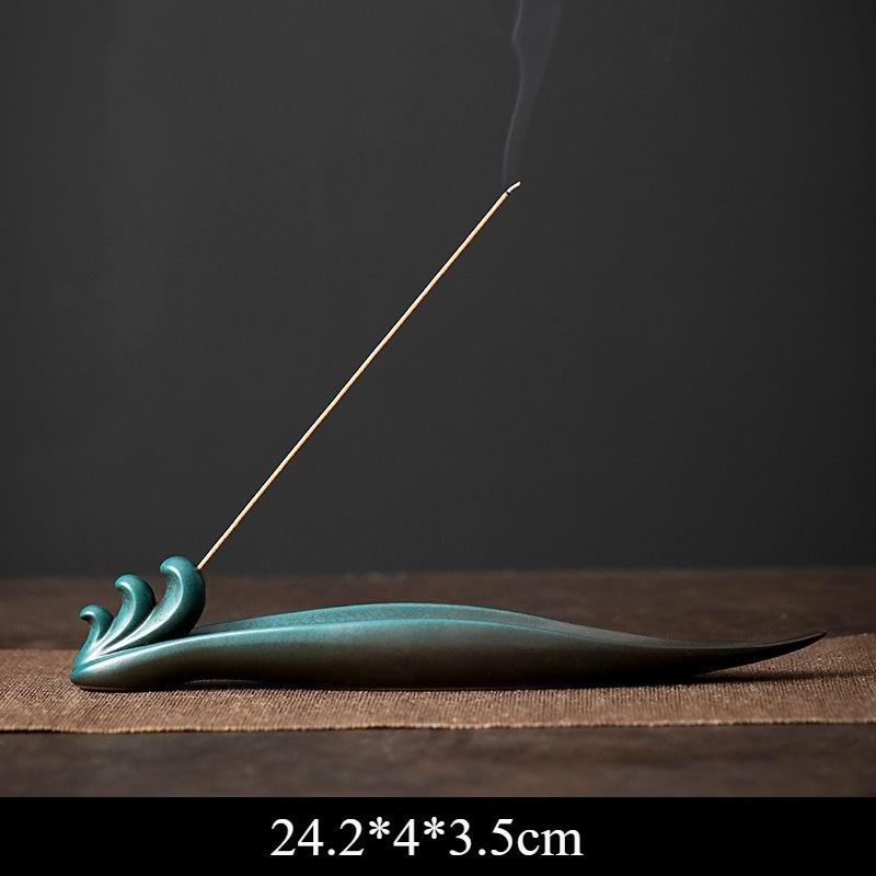 Y Chinese Ceramic Stick Incense Burner Household Indoor Incense Tray Study Living Room Bedroom Durable Incense Holder Ornament