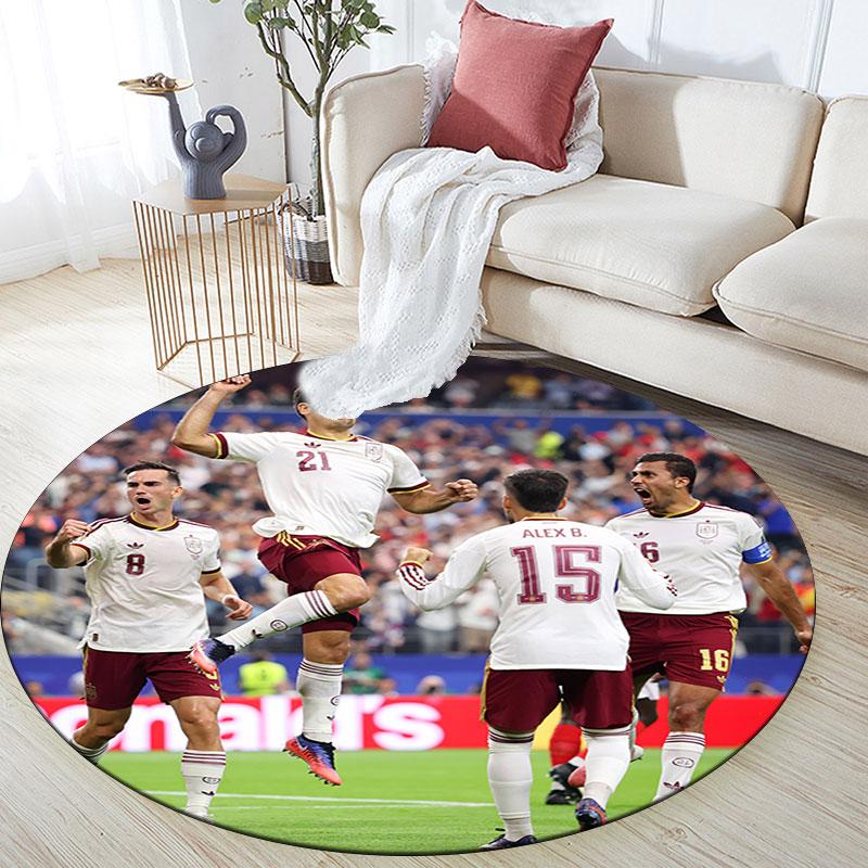 Spain pattern round rug,Carpet Rug for Living Room Bedroom Playroom ,Non-slip Floor Mat,Holiday Gifts and Birthday Gifts.