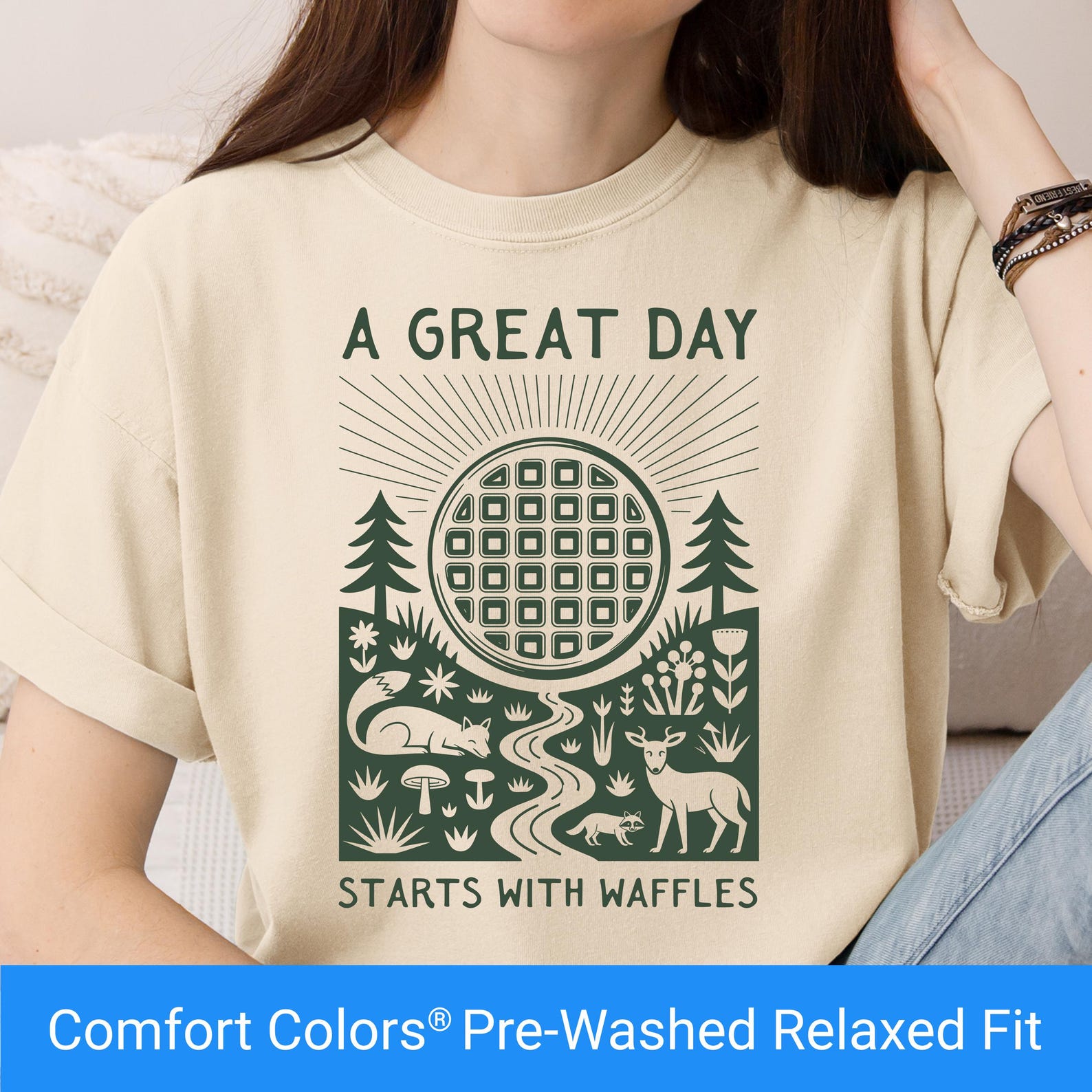 Funny Waffle Tshirt, Waffle T Shirt, Funny Breakfast Shirt, Comfort Colors, Foodie Gift Idea, Folk Art Waffle Lover Tee, Breakfast Lovers T 4XL