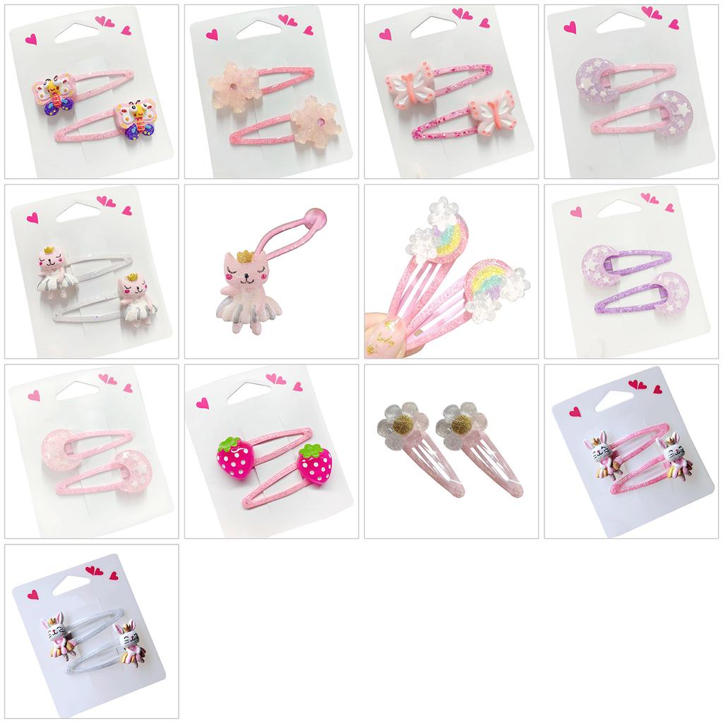 1pair Glitter Hair Clips Cartoon Pattern Hair Barrettes Children Hairpin Hair Accessories for Kids Birthday Party