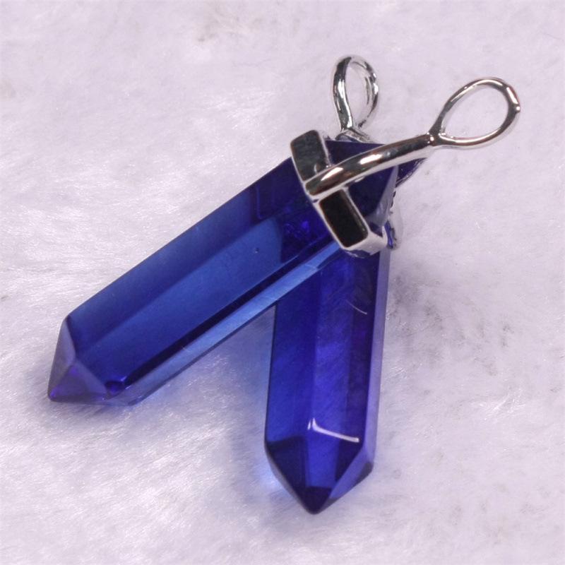 Bohemian Style Agate Crystal Quartz Hexagonal Bullet Pendant Necklace