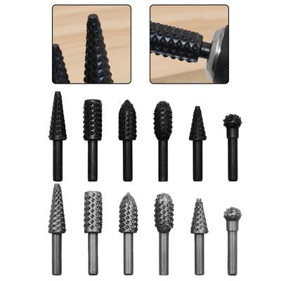 10pcs Rotary File Grinding Head Set Carbide Steel Double-Cut Electric Grinding Heads Carving File Polishing Drill Bit