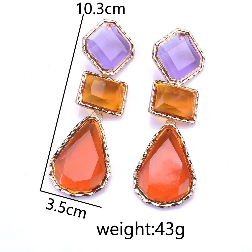 Fashion Alloy Color Resin Dangle Earrings, Exaggerated Minimalist Geometric Jewelry For Women