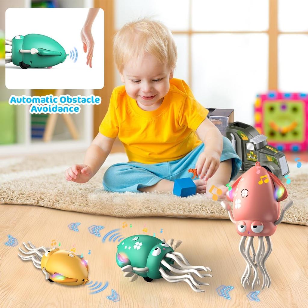 Non-Toxic Magic Dancing Octopus Toy Electric Pet Crawling Light&Music Squid Toys For Kids Interactive Development Toddler Tummy Time Gifts