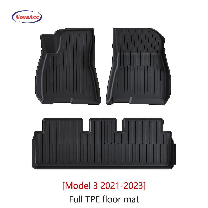 NovaAcc All TPE Floor Mats for Tesla Model Y 3 2021 To 2024 Left Rudder All Weather Foot Pad Automotive Interior Car Accessories